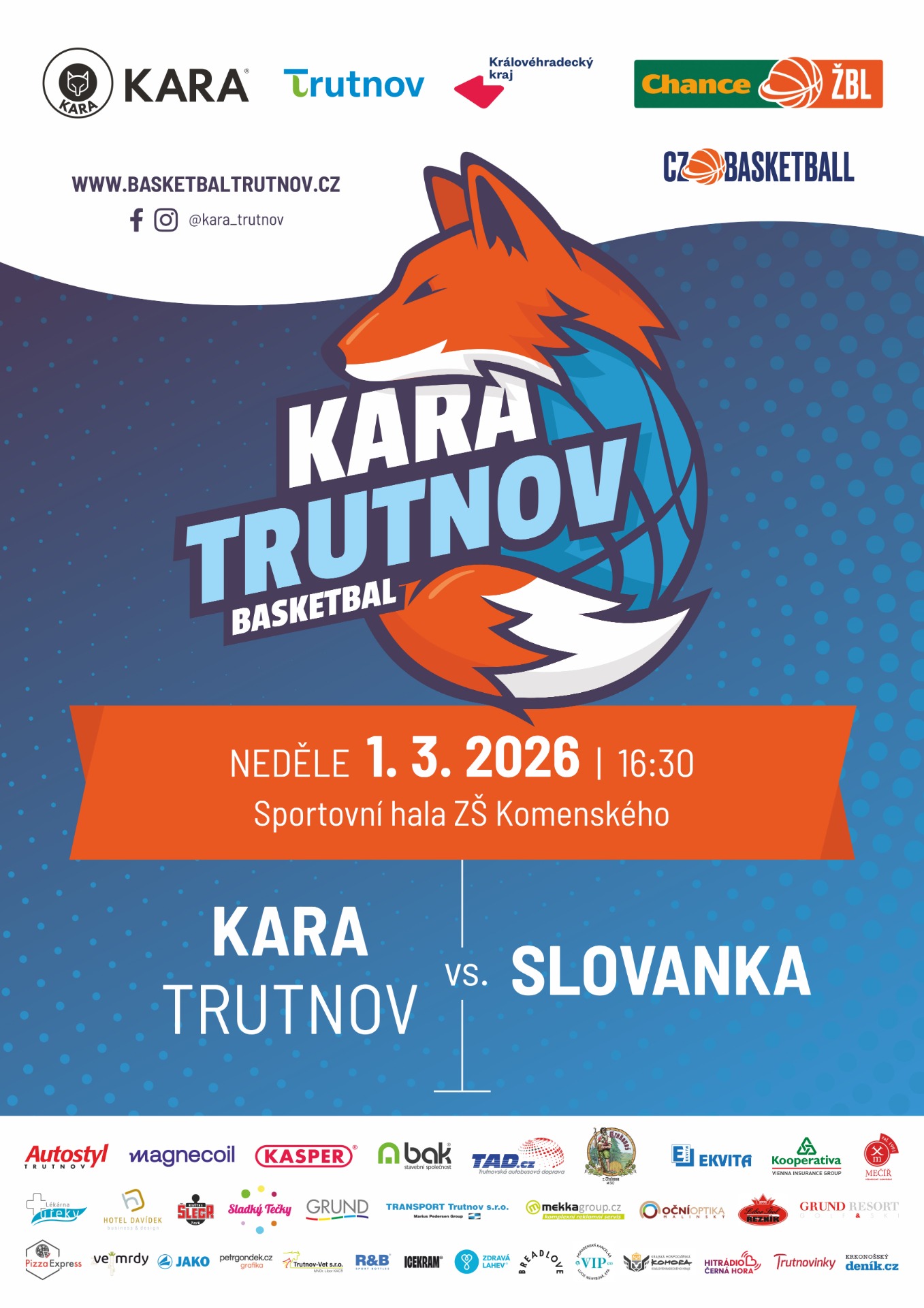 1.3.2026 KARA Trutnov - Basket Slovanka